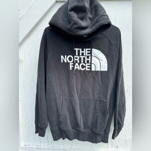 North Face Womens Hoodie Black Pullover Sweatshirt with Logo XL
